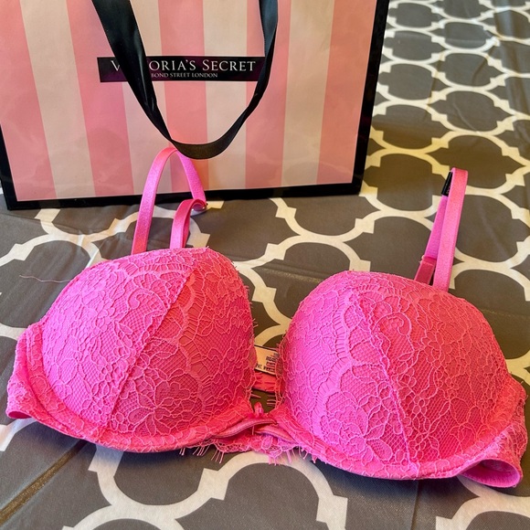 32C Victoria's Secret Hot Pink/Leopard Print Bra Duo lingerie - Picture 3 of 5